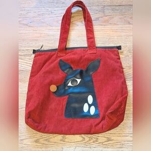 Patch nyc by Ross and Carney Corduroy Purse with Retro Deer Head Patch